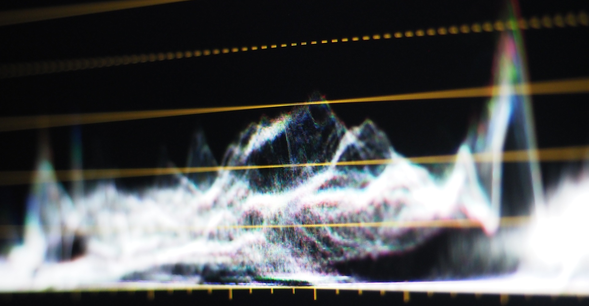 Color grading graph or RGB colour correction indicator on monitor in post production process. Telecine stage in video or film production processing. for colorist edit or adjust color on digital movie.